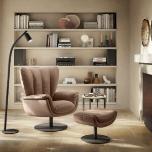 C339 Aurora Swivel Chair & Ottoman by Natuzzi Editions