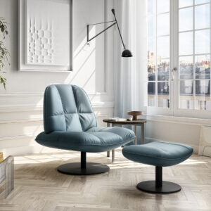 C341 Ivy Swivel Chair & Ottoman by Natuzzi Editions