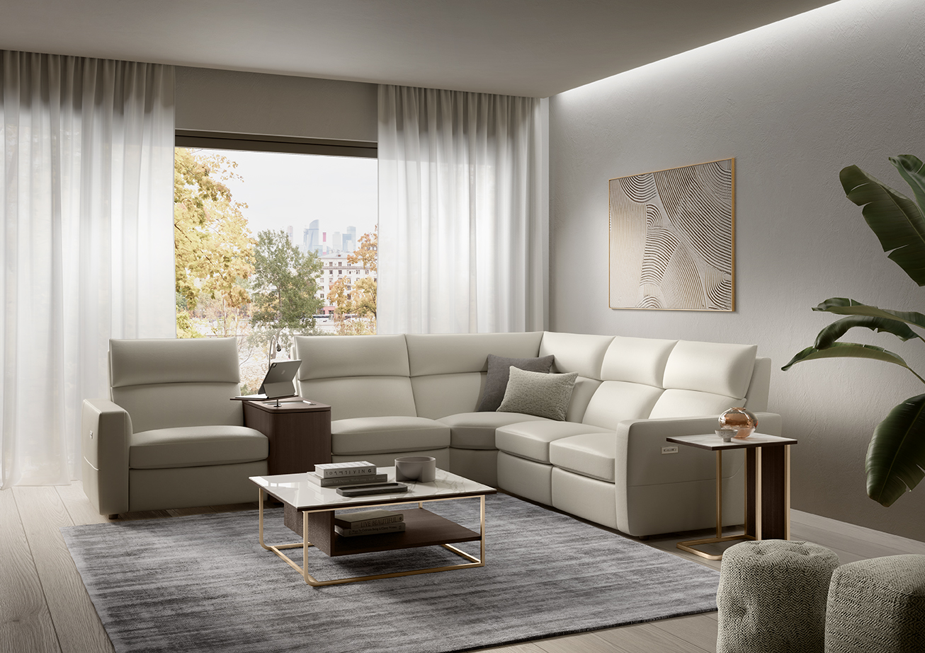 C346 Vibe Immersive Audio Reclining Sectional by Natuzzi Editions